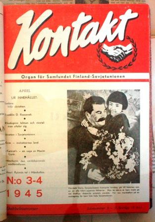 Samfundet Finland-Sovjetunionens svenskspråkiga tidskrift Kontakt, nr 3-4 1945.