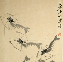 Shrimps. Detail of a painting by the Chinese master Qi Baishi (1864-1957).