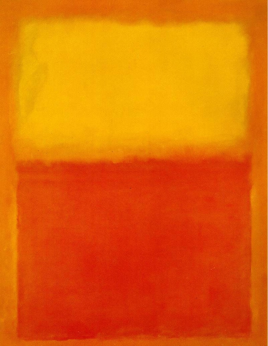 Abstrakt målning i gult och orange